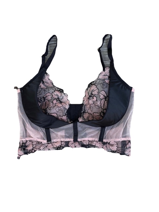 Victoria's Secret Other - Victoria's Secret Black & Blush Lace Longline Underwire Bra